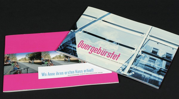 Titel der Zwei Dokumentationen zu den Spaziergängen im Leipziger Osten; Team VIERZIG A, Dessau-Roßlau, Ulrich Lange