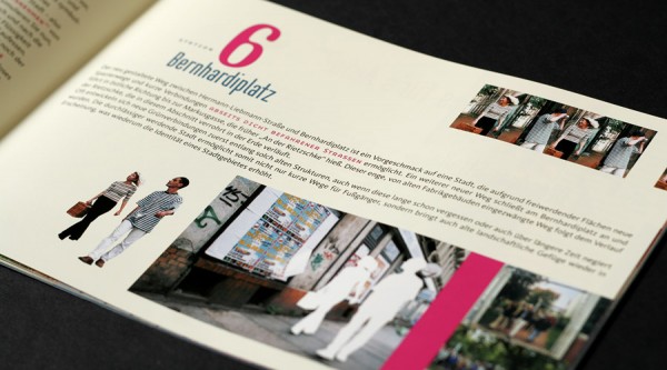 Doppelseite aus der Dokumentation zum Leipziger Spaziergang »Quergebürstet«; Team VIERZIG A, Dessau-Roßlau, Ulrich Lange