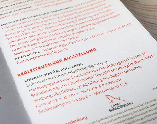 Folder »Einfach. Natürlich. Leben. – Lebensreform in Brandenburg 1890–1939«